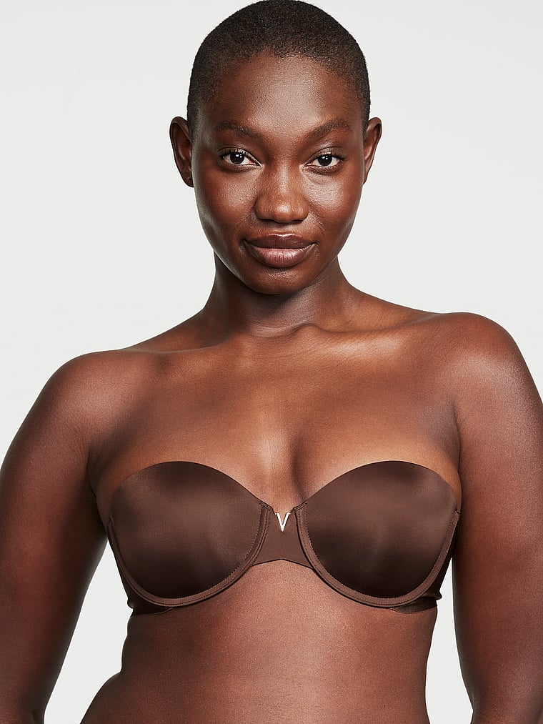 Victoria's Secret, Victoria's Secret Bare Illusions Smooth Uplift Strapless Bra, Ganache, onModelFront, 1 of 4