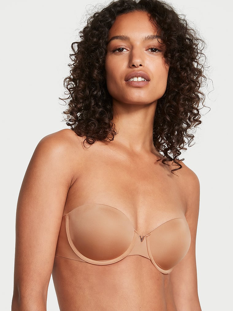 Victoria's Secret, Victoria's Secret Bare Illusions Smooth Uplift Strapless Bra, Toffee, onModelFront, 1 of 3