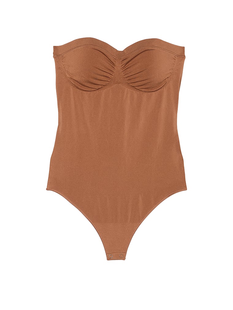 Victoria's Secret, Victoria's Secret Shapewear by Victoria SeamlessShaping™ Strapless Bodysuit, Caramel, offModelFront, 4 of 4