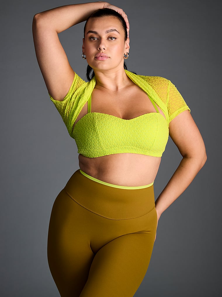 Victoria's Secret, VSX Logo Mesh Tee, Limelight, onModelSide, 3 of 4 Karmi is 5'10" or 178cm and wears Large