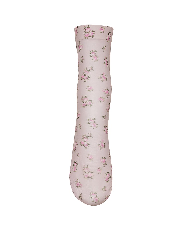 Victoria's Secret, For Love & Lemons Floral Socks, Pink, onModelSide, 3 of 4