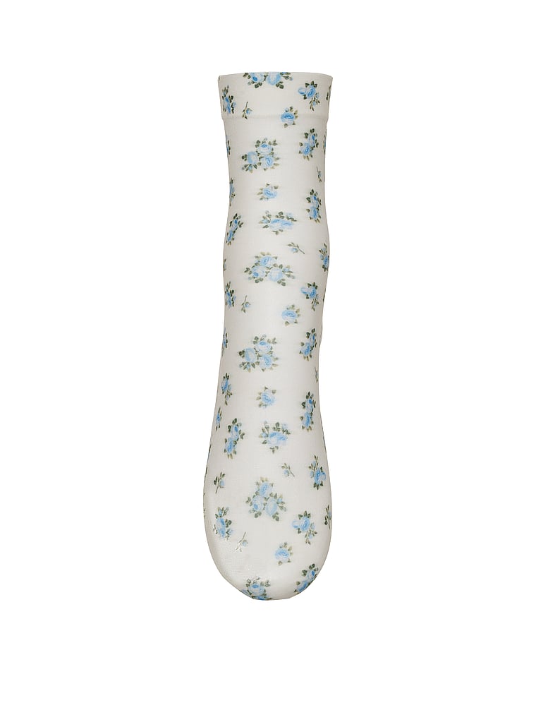 Victoria's Secret, For Love & Lemons Floral Socks, Blue, onModelSide, 3 of 4
