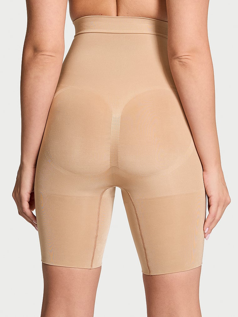Victoria's Secret, Victoria's Secret Shapewear by Victoria SeamlessShaping™ Mid-Thigh Shorts, Praline, onModelBack, 2 of 4