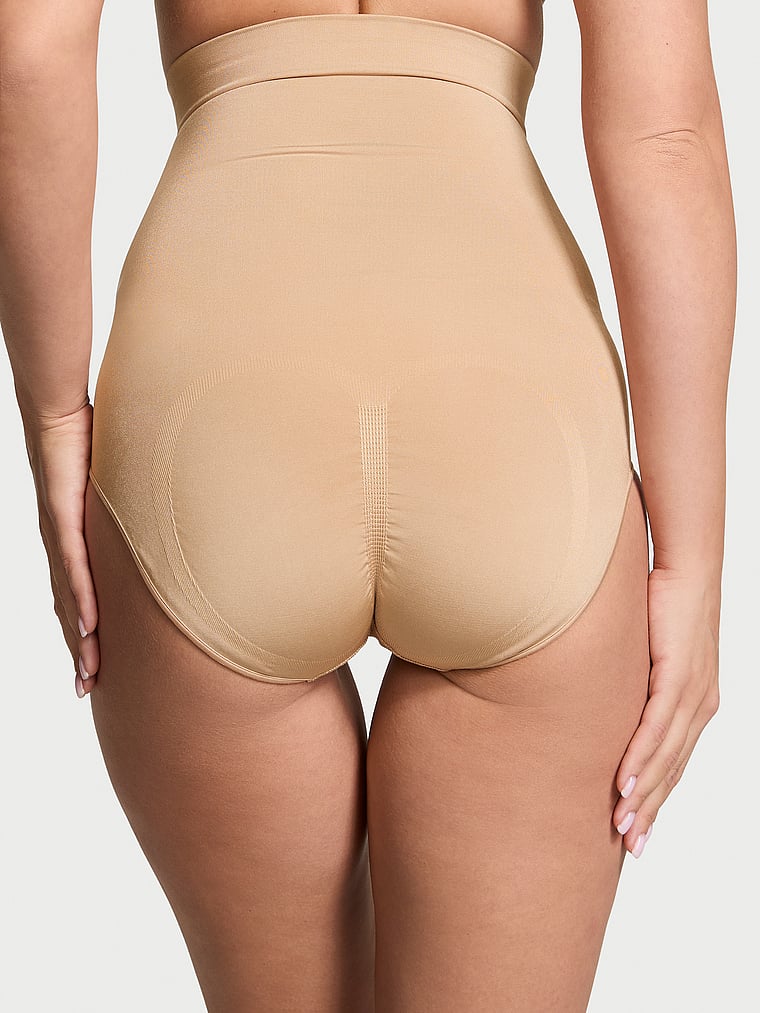 Victoria's Secret, Victoria's Secret Shapewear by Victoria SeamlessShaping™ High-Waist Brief Panty, Praline, onModelBack, 2 of 5