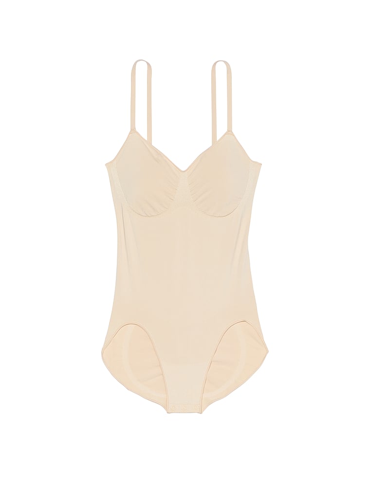 Victoria's Secret, Victoria's Secret Shapewear by Victoria SeamlessShaping™ Bodysuit, Marzipan, offModelFront, 4 of 4