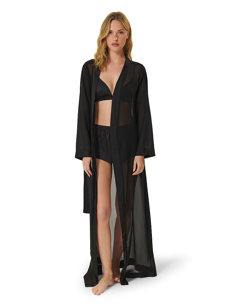 Victoria's Secret, BLUEBELLA Marcella Long Kimono, Black, onModelFront, 1 of 4