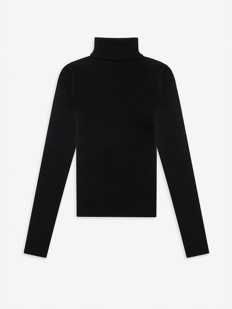 Victoria's Secret, Frankies Bikinis Milo Cloud Knit Turtleneck Sweater, Black, offModelFront, 3 of 4