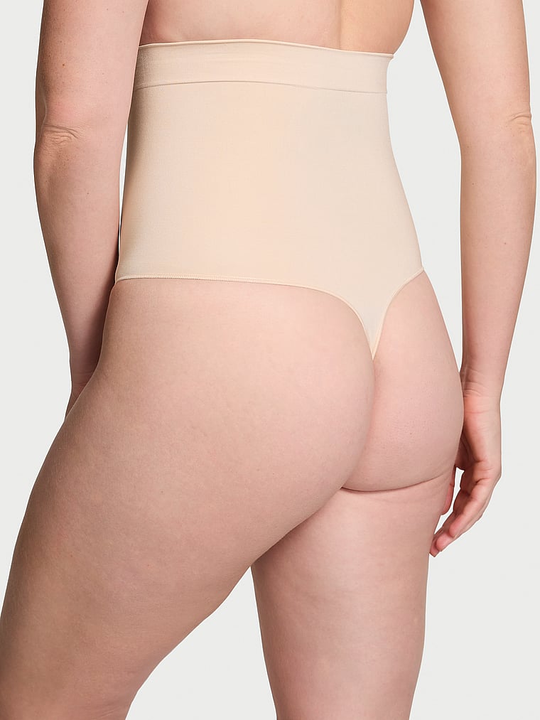 Victoria's Secret, Victoria's Secret Shapewear by Victoria SeamlessShaping™ High-Waist Thong Panty, Marzipan, onModelBack, 2 of 4