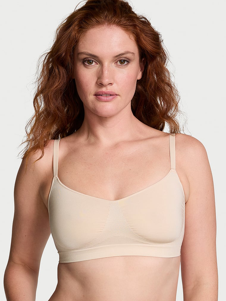 Victoria's Secret, Victoria's Secret Shapewear by Victoria SeamlessShaping™ Bralette, Marzipan, onModelFront, 1 of 4