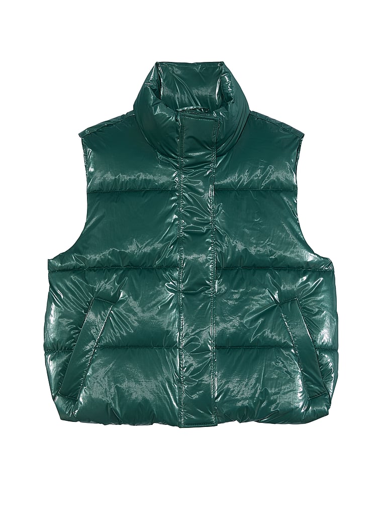 High Shine Marshmallow Puffer Vest by PINK