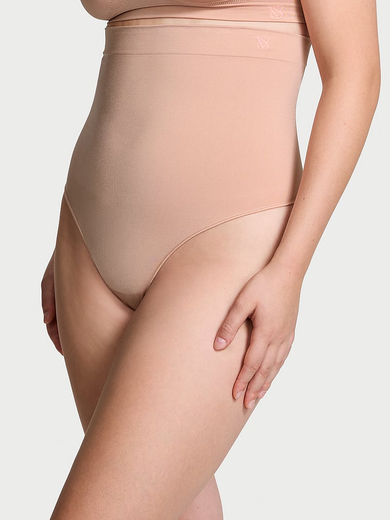 Victoria's Secret, Victoria's Secret Shapewear by Victoria SeamlessShaping™ High-Waist Thong Panty, Macaron, onModelFront, 1 of 5