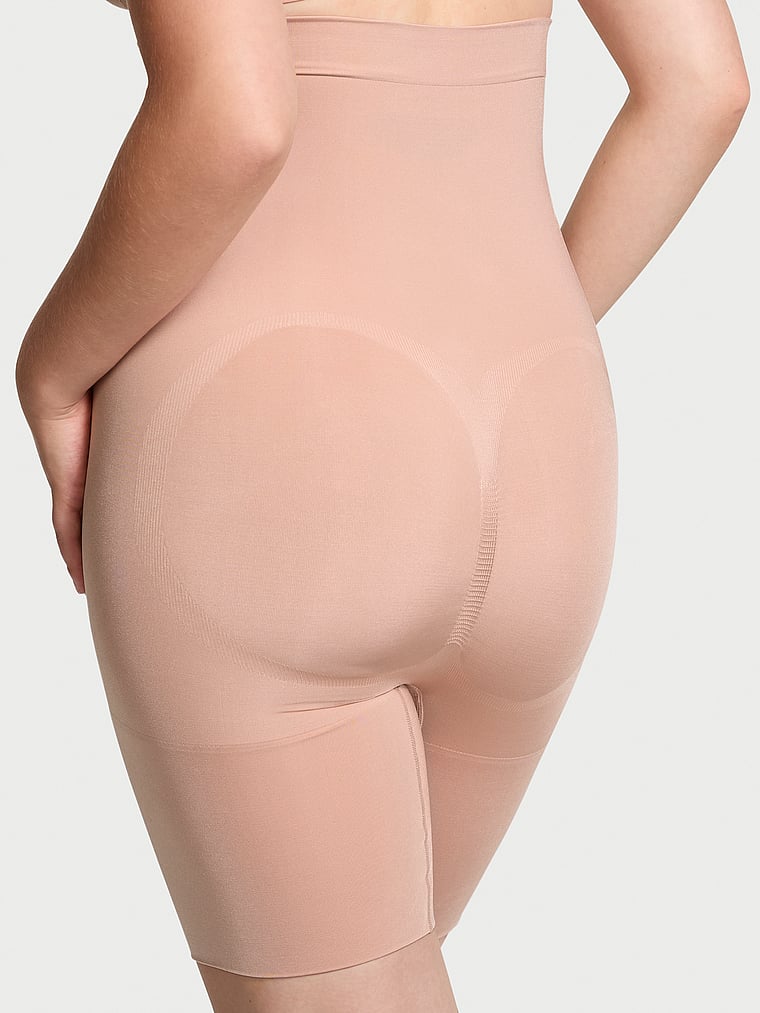 Victoria's Secret, Victoria's Secret Shapewear by Victoria SeamlessShaping™ Mid-Thigh Shorts, Macaron, onModelBack, 2 of 5
