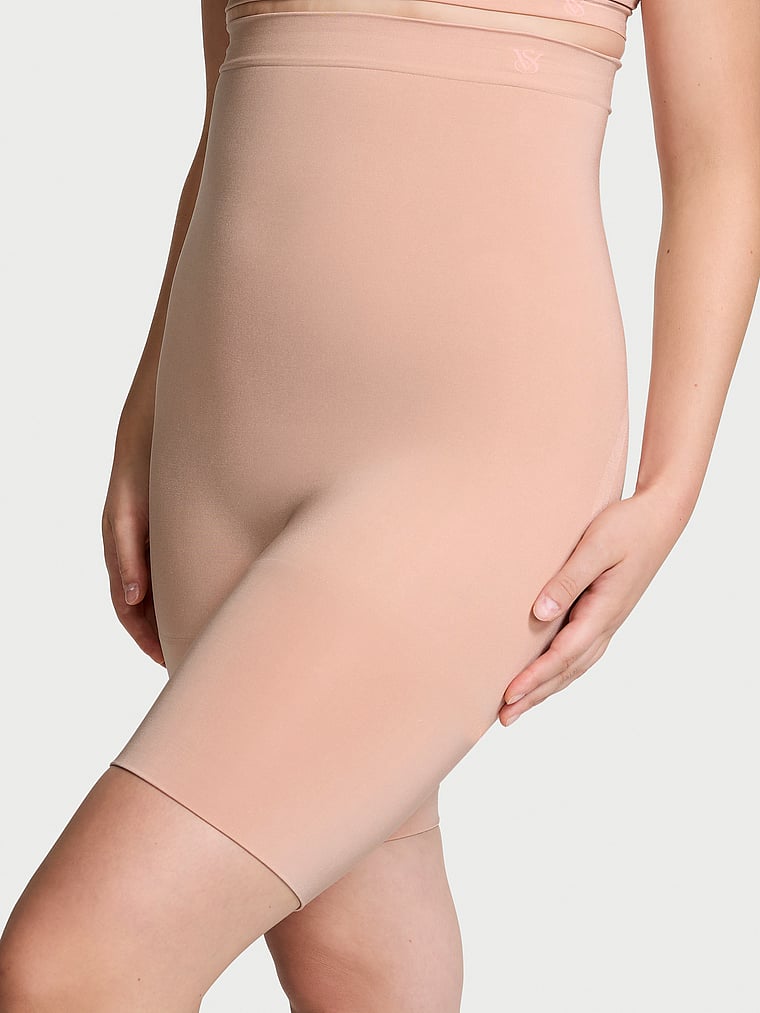 Victoria's Secret, Victoria's Secret Shapewear by Victoria SeamlessShaping™ Mid-Thigh Shorts, Macaron, onModelFront, 1 of 5