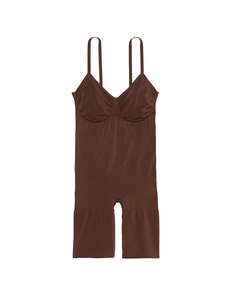 Victoria's Secret, Victoria's Secret Shapewear by Victoria SeamlessShaping™ Mid-Thigh Bodysuit, Ganache, offModelFront, 4 of 4