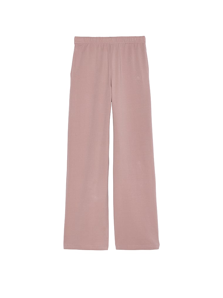 Victoria's Secret, Victoria's Secret Brushed Modal Fleece Wide-Leg Lounge Pants, FRENCH MAUVE, offModelFront, 2 of 4