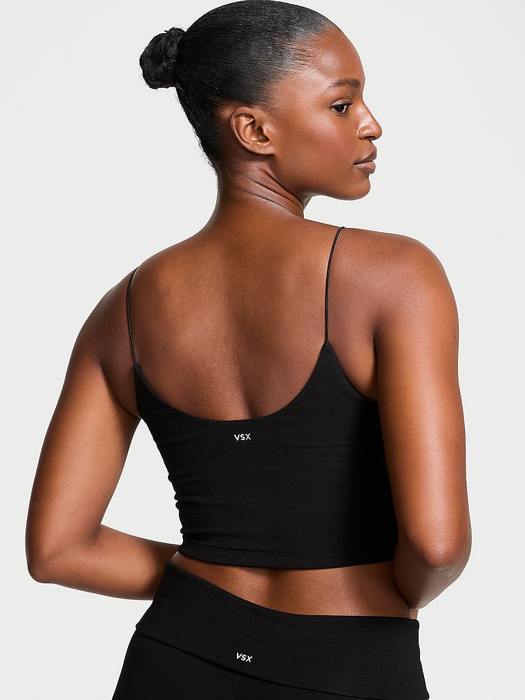 Victoria's Secret, Angel Essentials Cotton Tank Top, Pure Black, onModelBack, 2 of 4 Tsheca  is 5'9" and wears Small