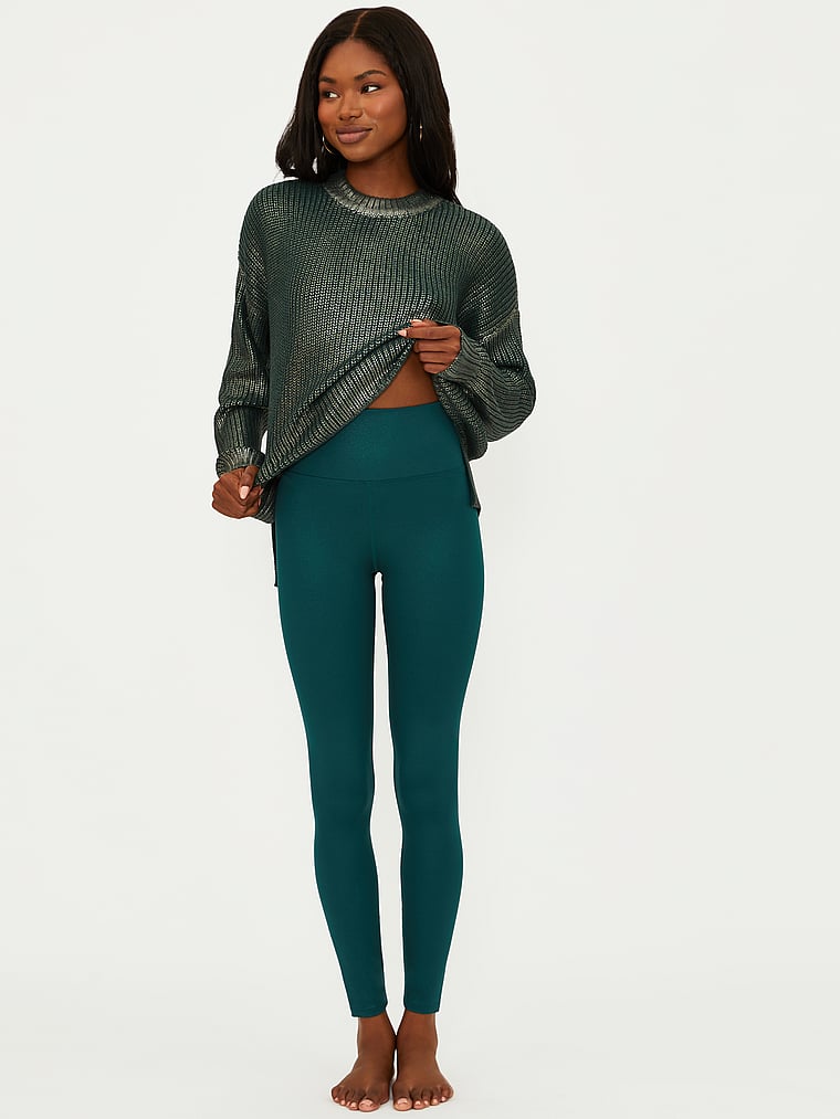 Victoria's Secret, Beach Riot Piper Legging, Pine Shine, onModelFront, 1 of 3