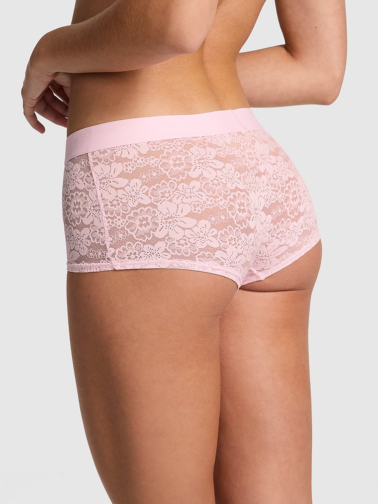 PINK Lacie Logo Boyshort Panty, Pink Tulip, onModelSide, 3 of 4