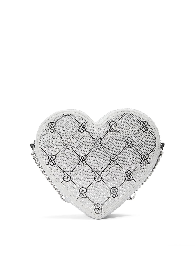 Victoria's Secret, Victoria's Secret Heart Crossbody Bag, Silver Rhinestone, onModelBack, 3 of 4