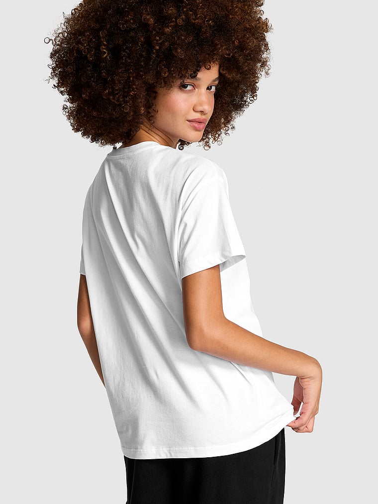 PINK Perfect Cotton Tee, Optic White, onModelBack, 2 of 3