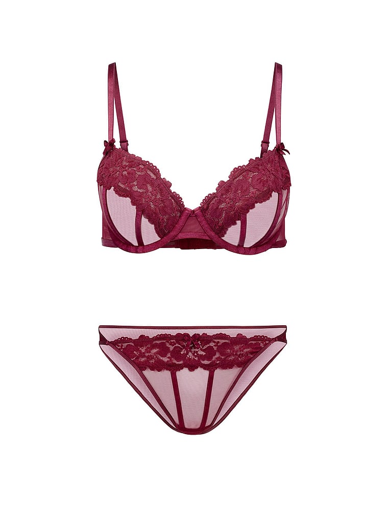 Victoria's Secret, Adore Me Lacie Bikini Panty, Beet Red, offModelFront, 3 of 3