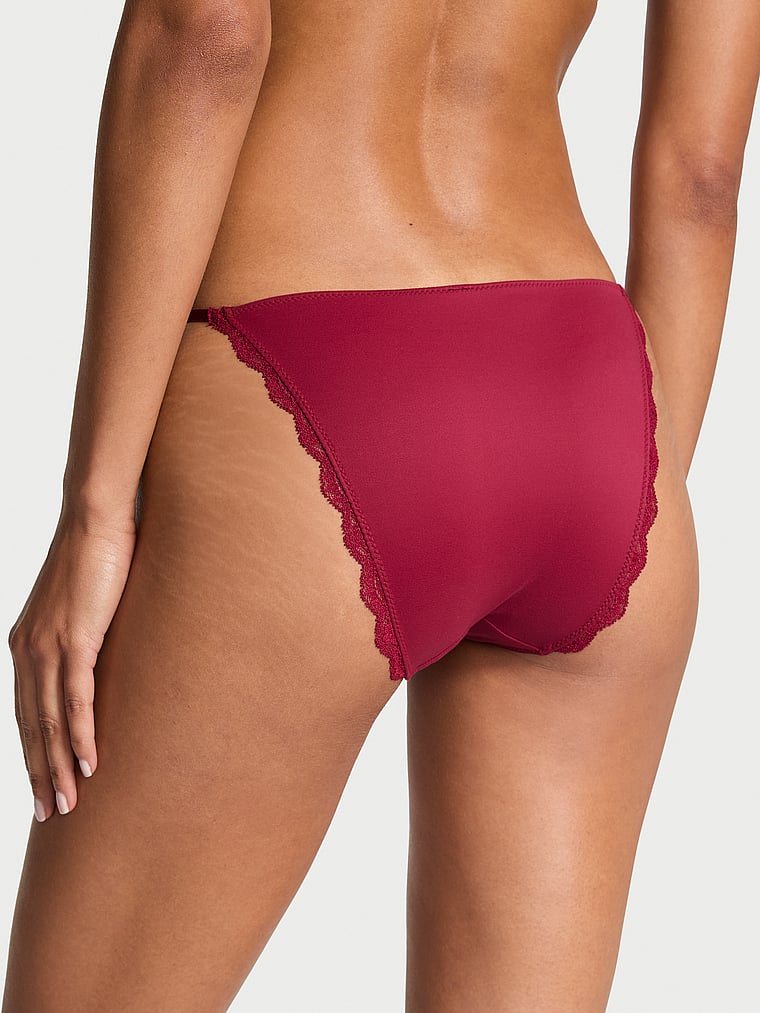 Victoria's Secret, Dream Angels Lace-Trim Adjustable String Bikini Panty, Campari Red, onModelBack, 2 of 4 Daiane is 5'11" and wears Small