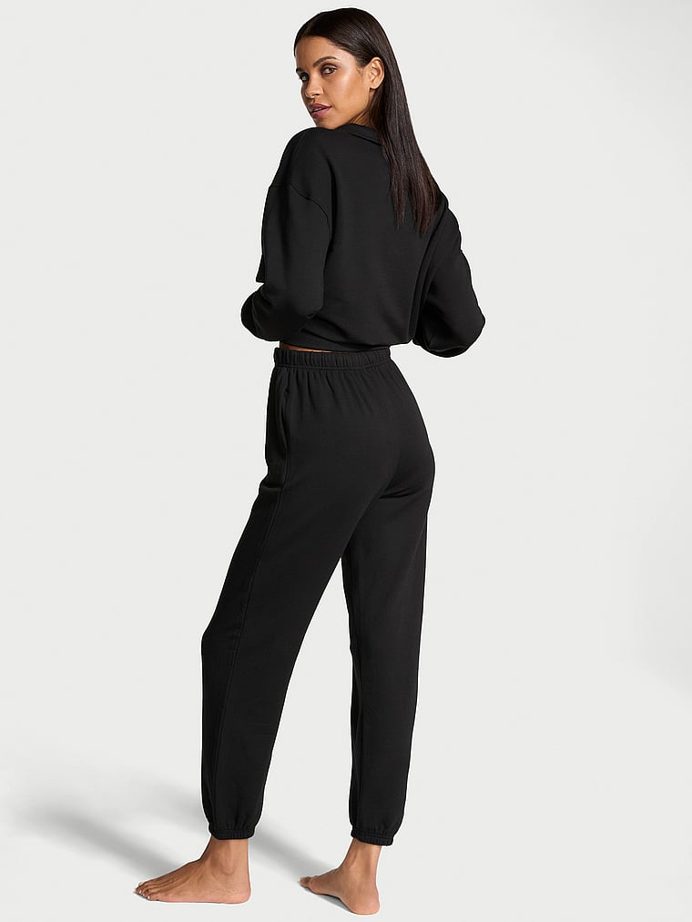 Victoria's Secret, Victoria's Secret Brushed Modal Fleece Jogger, Black, onModelBack, 2 of 3 Daiane is 5'11" or 180cm and wears Small