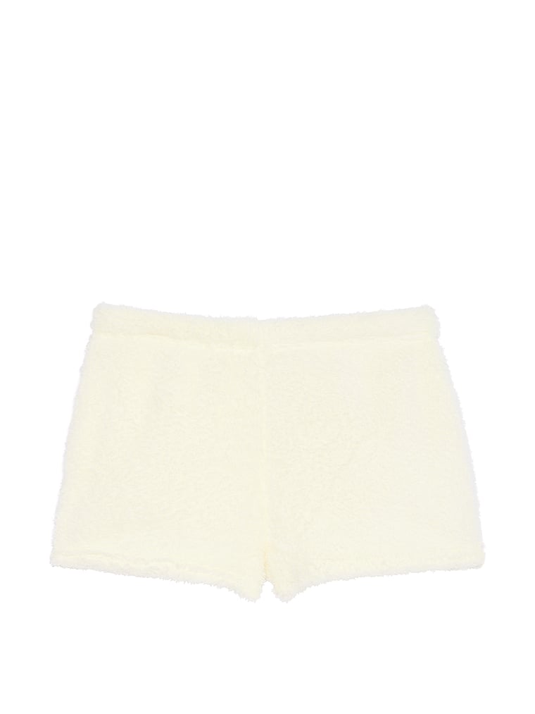 PINK Co-ZZZy Fleece Boxy Pajama Shorts, Creamer, offModelFront, 3 of 4
