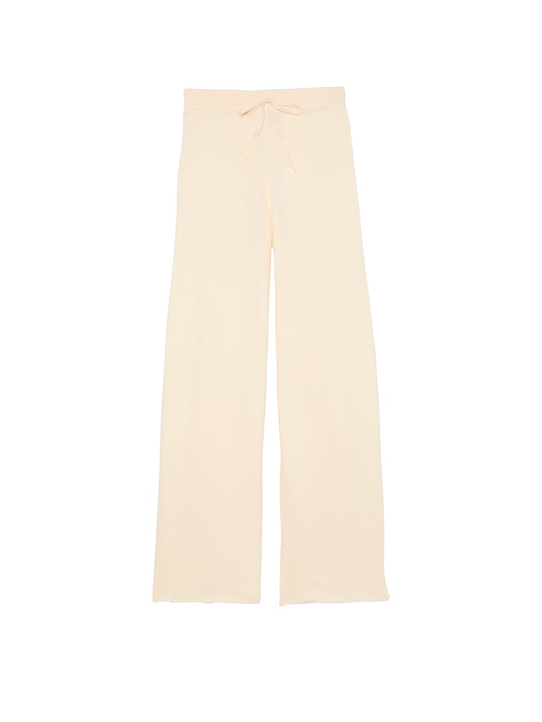 Victoria's Secret, Victoria's Secret Luxe Crème Knit Lounge Pants, Candlelight, offModelFront, 4 of 4
