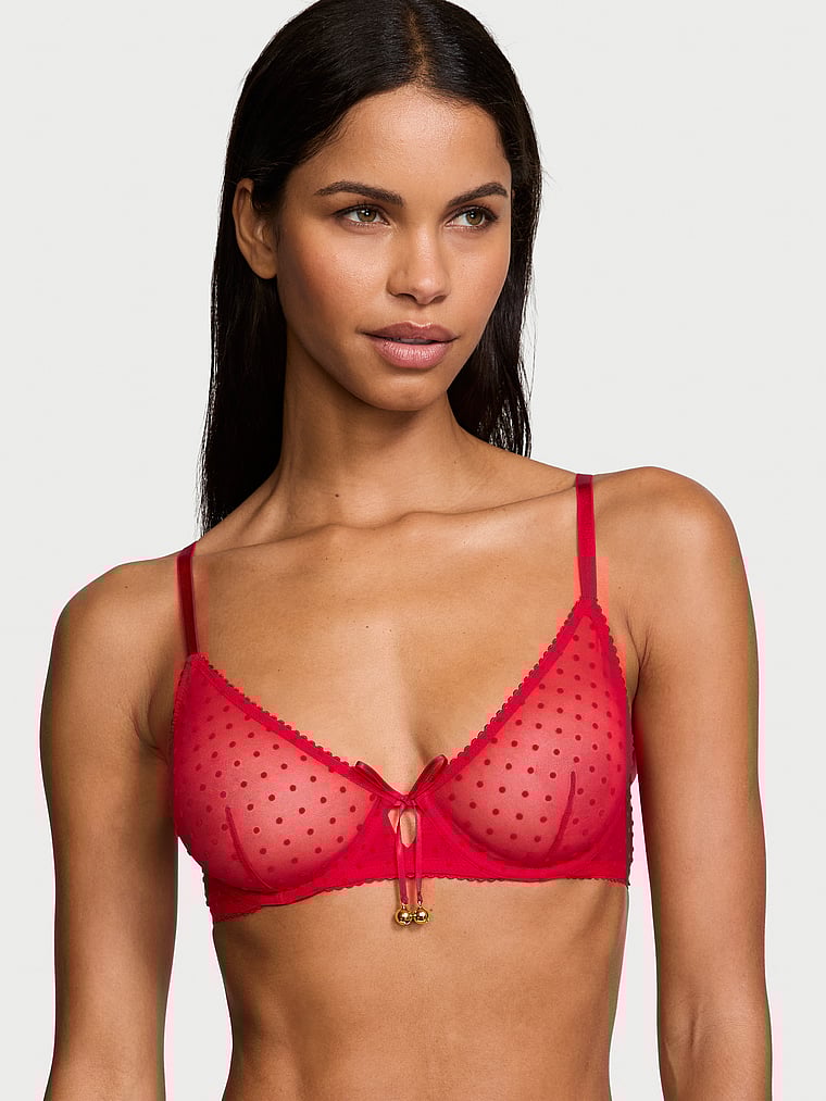 Jingle Bells Mesh Unlined Demi Bra