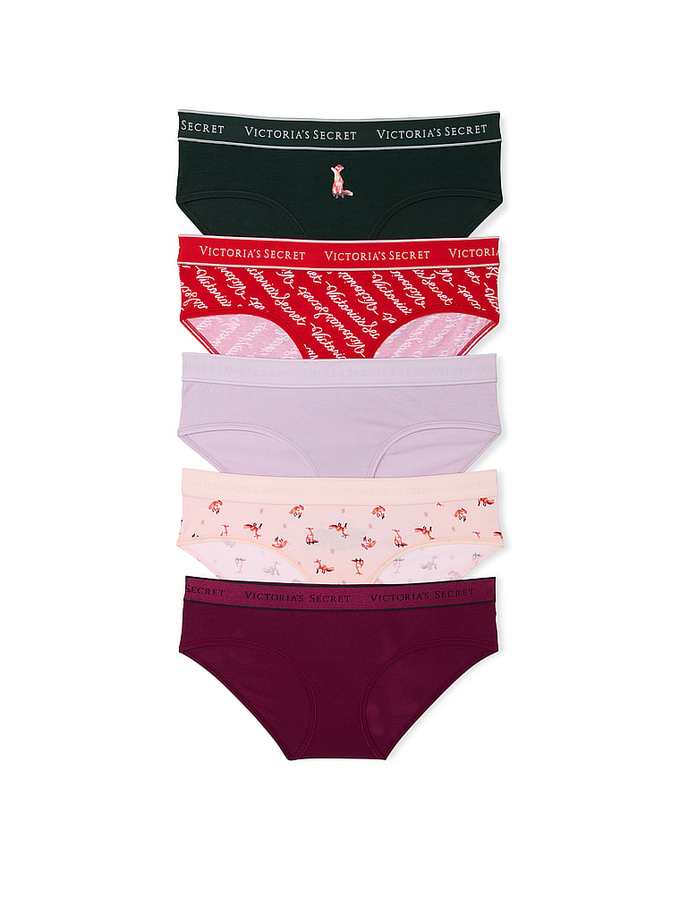 Buy 5-Pack Logo Cotton Hiphugger Panties, Multi - Order PACKAGED-PANTY