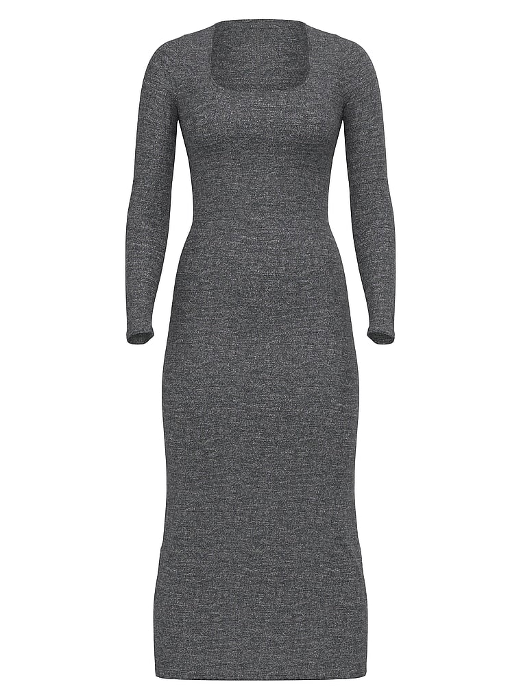 Ribbed Modal Long-Sleeve Slip Dress