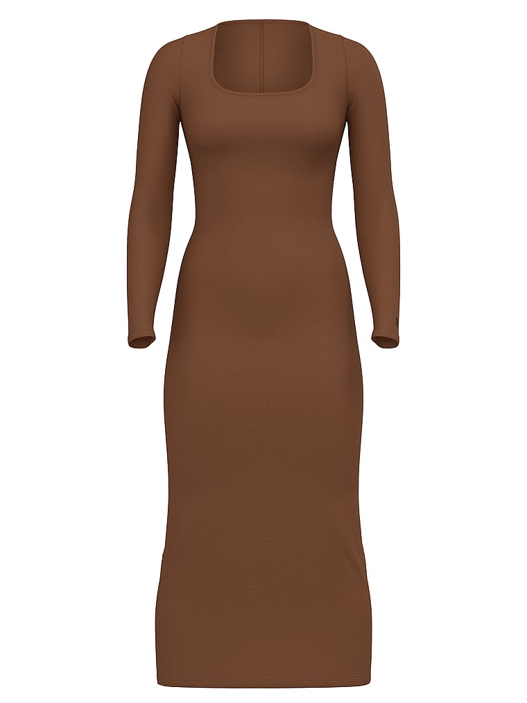 Ribbed Modal Long-Sleeve Slip Dress