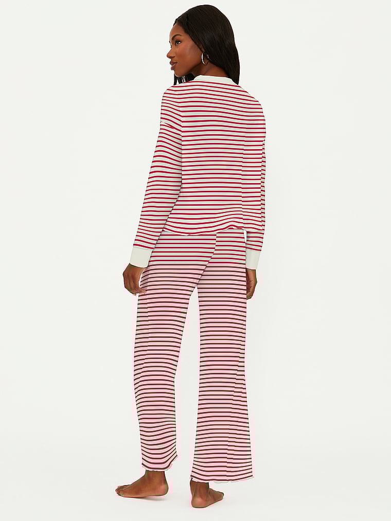 Victoria's Secret, Beach Riot Pacific Long Sleep Set, Peppermint Stripes, onModelBack, 2 of 3