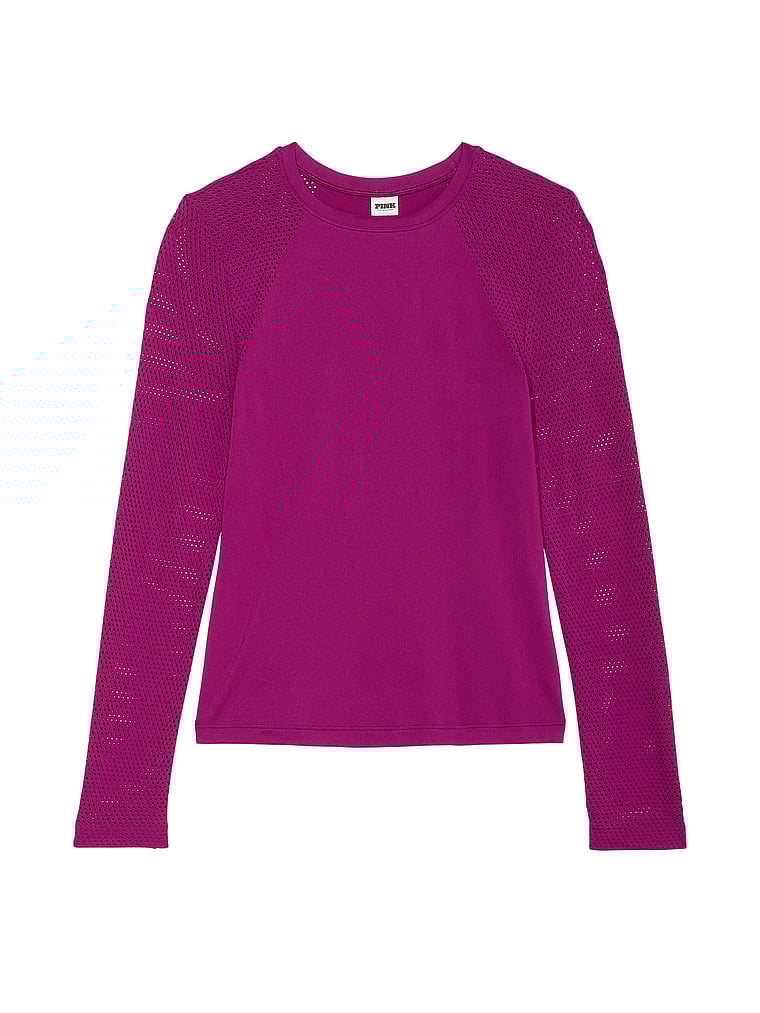 PINK Seamless Drapey Long-Sleeve Tee, Thriller, offModelFront, 2 of 4