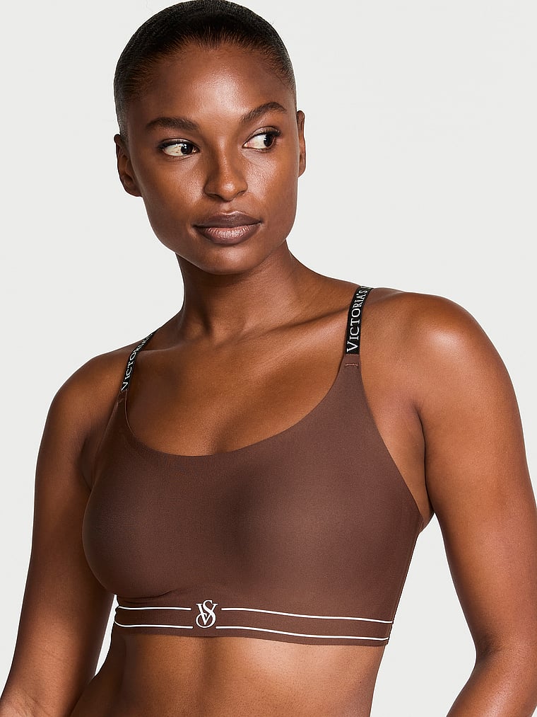 Victoria's Secret, The T-shirt Lightly Lined Comfort Bra, Ganache, onModelFront, 1 of 3 Tsheca  is 5'9" or 175cm and wears 34B or Small