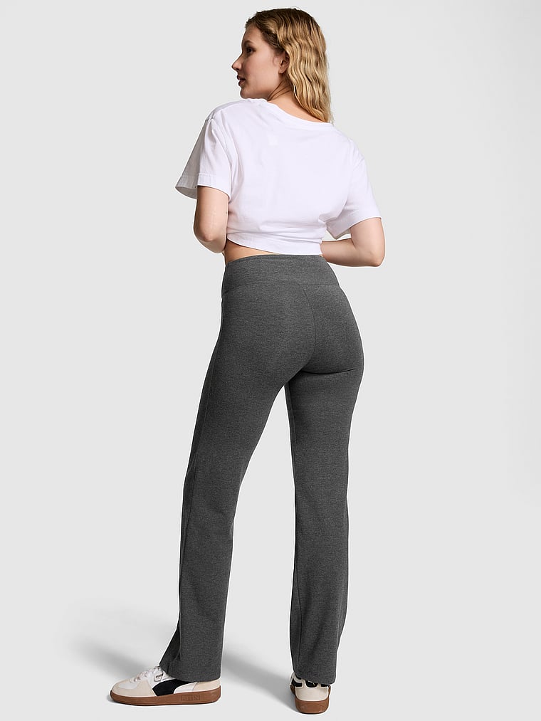 PINK All-Day Cotton Straight-Leg Pants, Dark Charcoal Heather, onModelBack, 2 of 3 Anabel is 5'8" or 173cm and wears Small