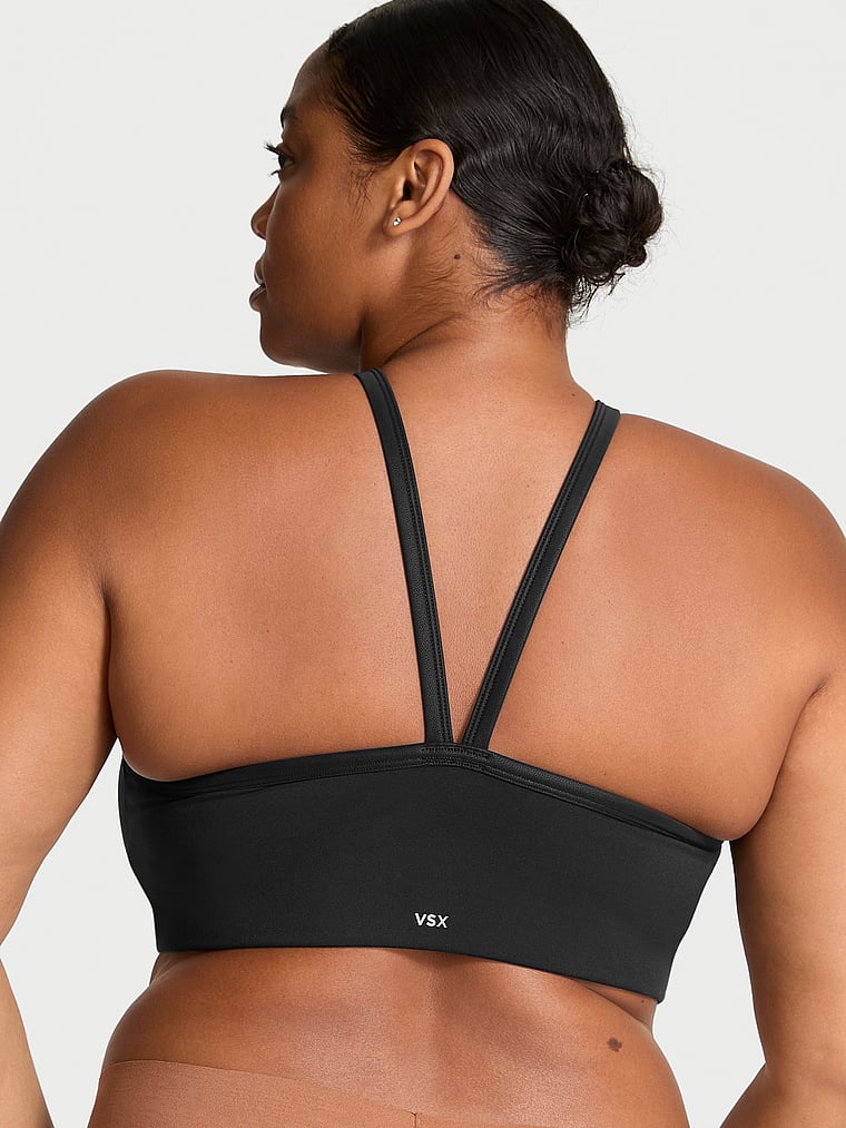 Victoria's Secret, VSX VSX Activate™ SuedeEffect Convertible Sports Bra, Black, onModelBack, 2 of 4 Brianna is 5'10" and wears 38DD (E) or Extra Large