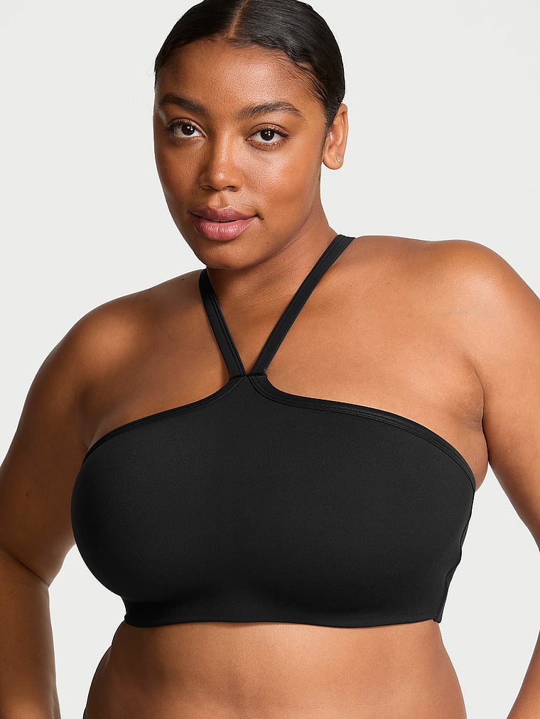 Victoria's Secret, VSX VSX Activate™ SuedeEffect Convertible Sports Bra, Black, onModelFront, 1 of 4 Brianna is 5'10" and wears 38DD (E) or Extra Large