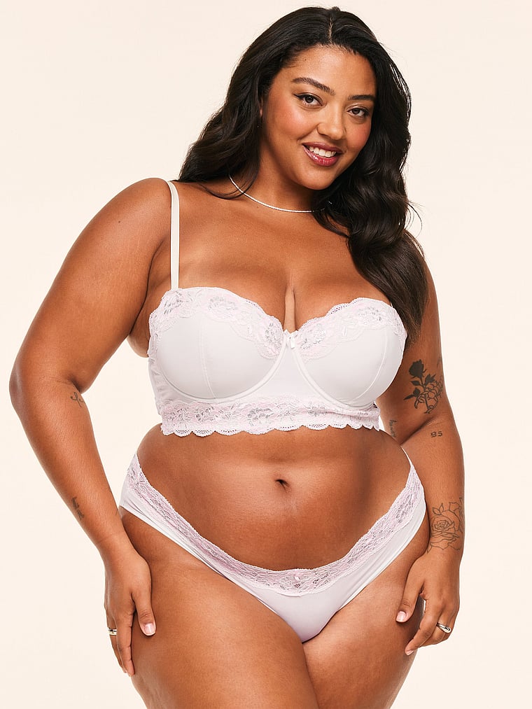 Victoria's Secret, Adore Me Mavis Bikini Panty, White Siglace, onModelFront, 1 of 3