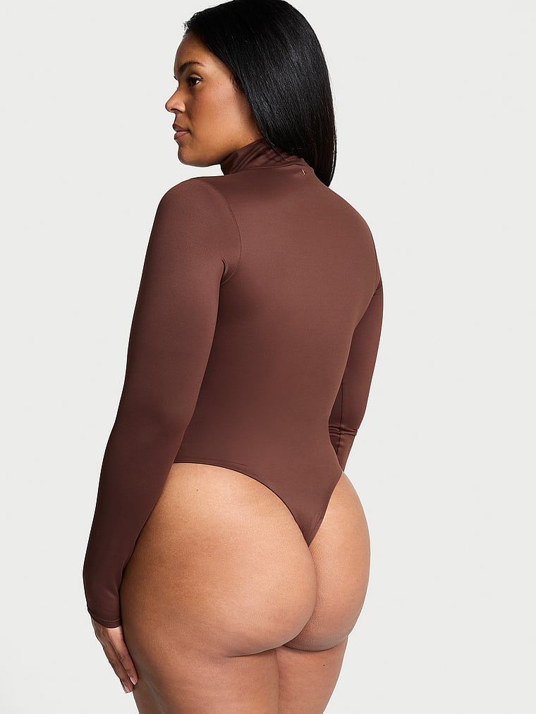 Victoria's Secret, Victoria's Secret BODYWEAR by Victoria with FeatherSoft™ Innovation Turtleneck Bodysuit, Ganache, onModelBack, 2 of 4