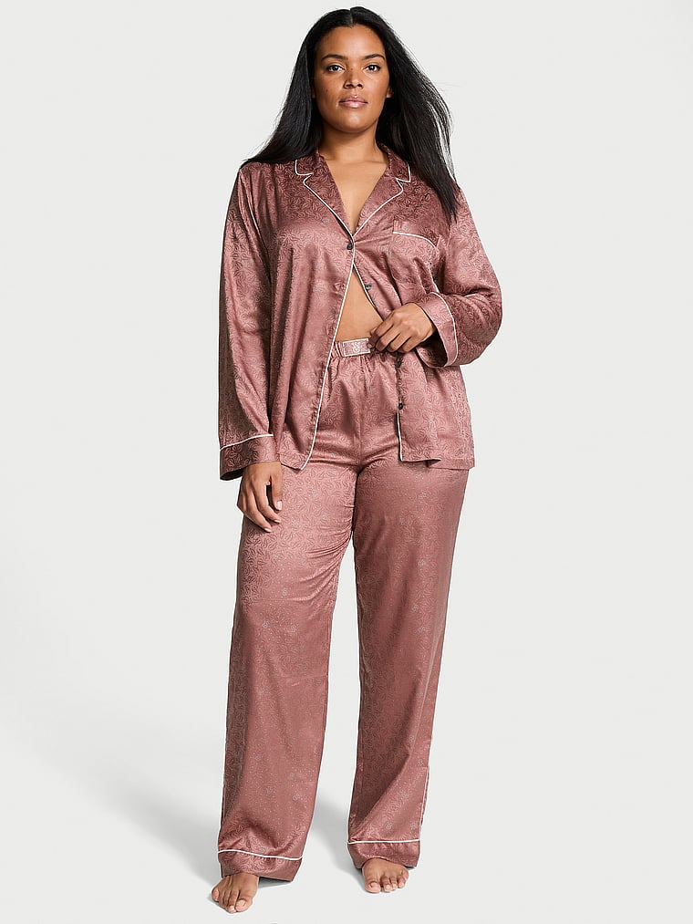 Glazed Satin Dew Drop Long Pajama Set