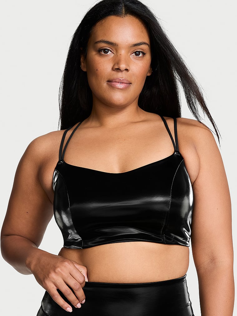 Victoria's Secret, VSX VSX Elevate™ Stretch-Comfort Strappy-Back Sports Bra, Black, onModelFront, 2 of 4