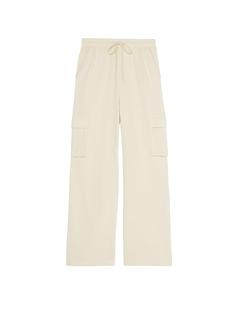 PINK Ivy Fleece Wide-Leg Cargo Sweatpants , White Shell, offModelFront, 2 of 4