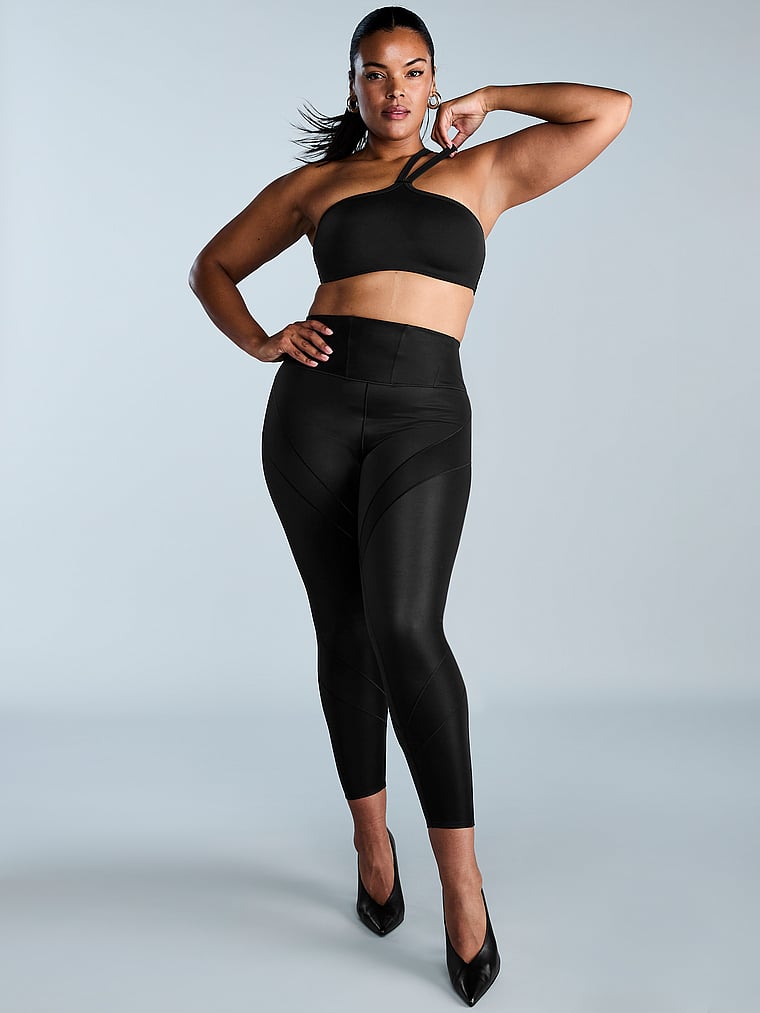 Victoria's Secret, VSX VSX Activate™ SuedeEffect Convertible Sports Bra, Black, onModelSide, 3 of 4