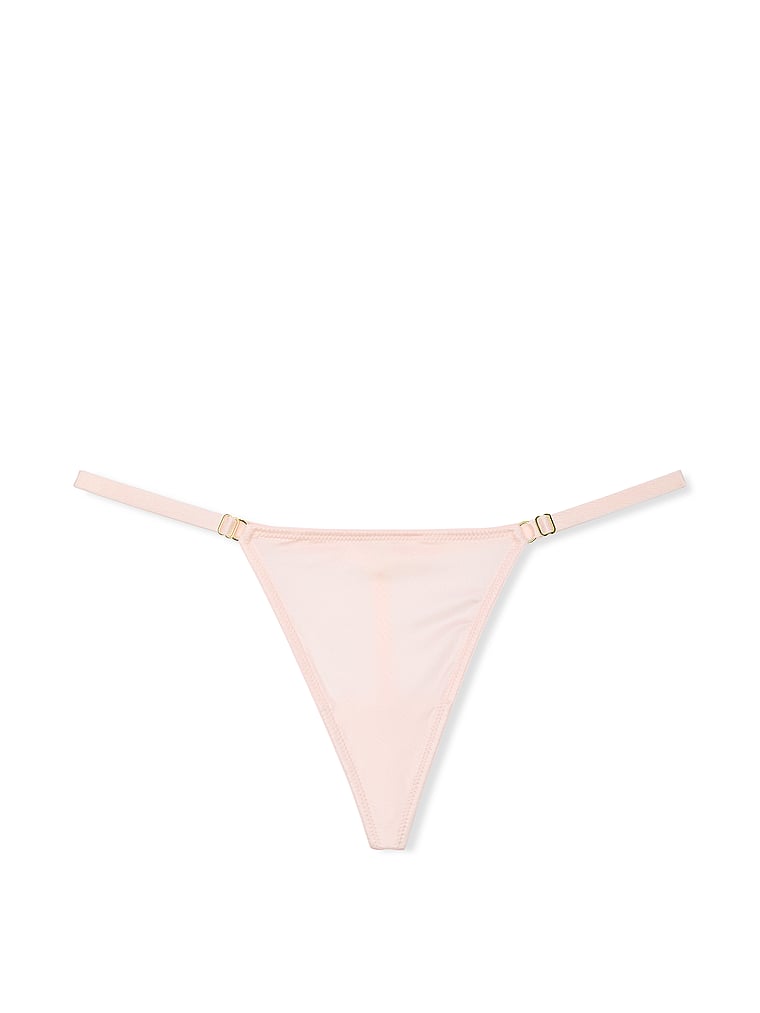 Rose Lace Denim Patch V-String Panty