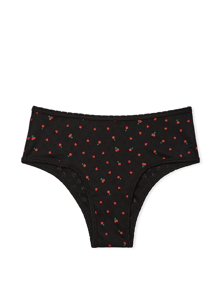 PINK Cotton  Cheeky Panty, Black Cherry Heart Print, offModelFront, 2 of 4