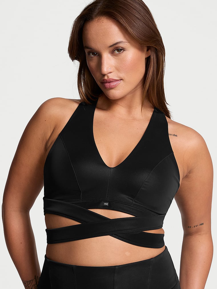 VSX SuedeEffect Plunge Wrap Sports Bra