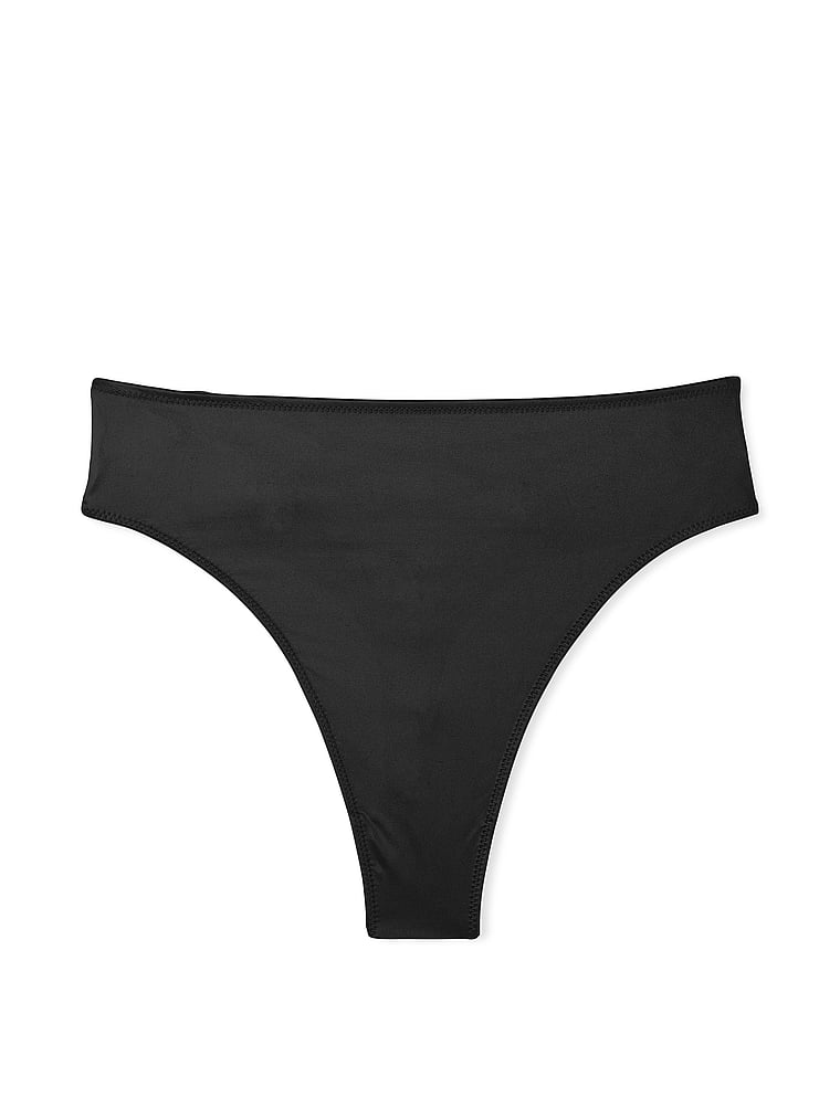 Victoria's Secret, Very Sexy Smooth High-Waist Strappy-Back Thong Panty, Black, offModelFront, 3 of 3