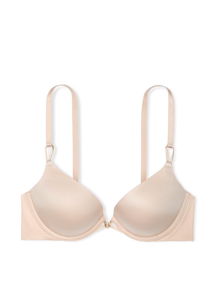 Victoria's Secret, Very Sexy Bombshell Add-2-Cups Shine Strap Dot Push-Up Bra, Marzipan, offModelFront, 3 of 3